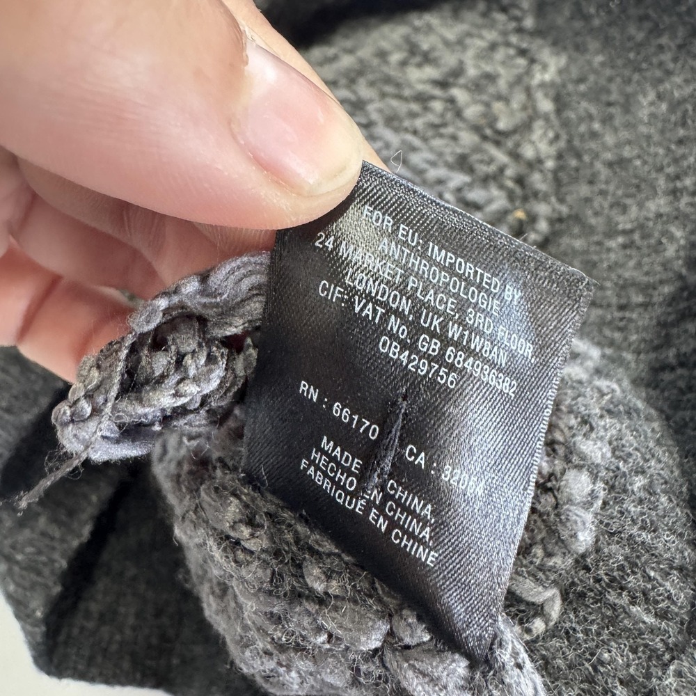 Moth Anthropologie Sweater Women Small Gray Textured‎ Knit Crewneck Pullover - Picture 6 of 9